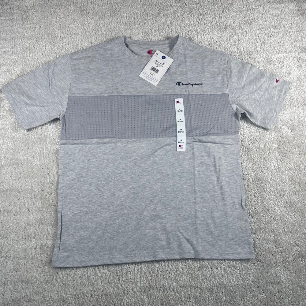 Champion Boys Oversized Mesh Panel Tee Heather Grey M 10/12 C926SK0939-GYH-M